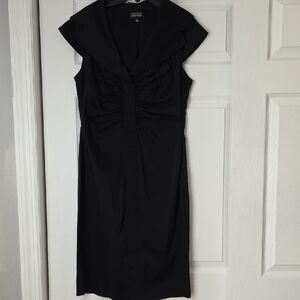 Adrianna Papell Black Ruched Midi Dress